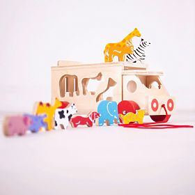 Bigjigs Toys Holzauto mit Tieren