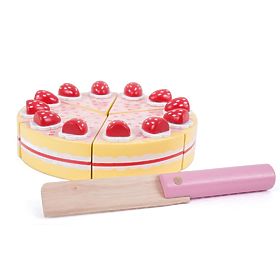 Bigjigs Toys Stückkuchen aus Holz mit Erdbeeren
