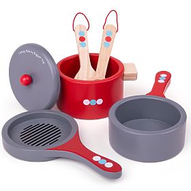 Bigjigs Toys Holzgeschirr-Set mit Punkten, Bigjigs Toys