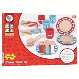 Bigjigs Toys Holzgeschirrset mit Punkten