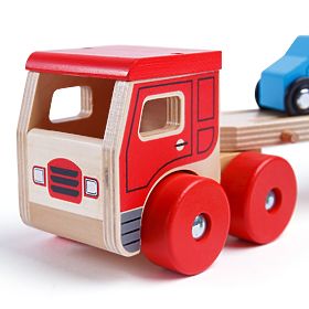 Bigjigs Toys Holzlastwagen mit Autos