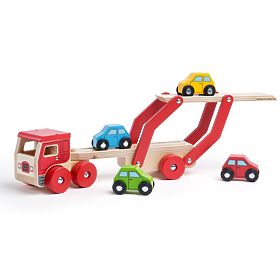 Bigjigs Toys Holzlastwagen mit Autos
