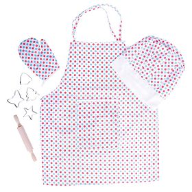 Bigjigs Toys Kochset mit gepunkteter Schürze
