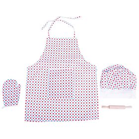 Bigjigs Toys Kochset mit gepunkteter Schürze