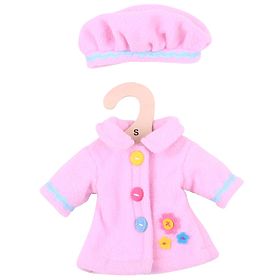 Bigjigs Toys Rosa Mantel mit Knöpfen für Puppe 28 cm, Bigjigs Toys