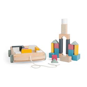 Bigjigs Toys Wagen mit Holzklötzen, Bigjigs Toys