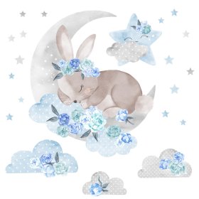Wandtattoo Schlafender Hase - blau