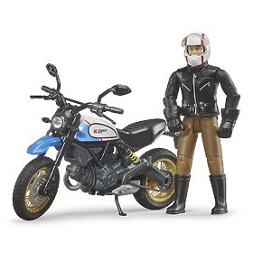 Bruder 63051 BWORLD Motorrad Scrambler Ducati Cafe Racer mit Fahrer, Bruder