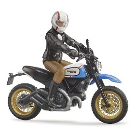 Bruder 63051 BWORLD Motorrad Scrambler Ducati Cafe Racer mit Fahrer