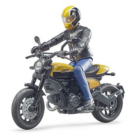 Bruder 63053 BWORLD Motorrad Scrambler Ducati Cafe Racer mit Fahrer, Bruder
