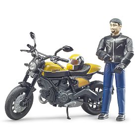 Bruder 63053 BWORLD Motorrad Scrambler Ducati Cafe Racer mit Fahrer