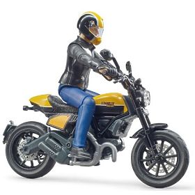 Bruder 63053 BWORLD Motorrad Scrambler Ducati Cafe Racer mit Fahrer