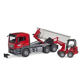 Bruder LKW MAN TGS mit Container und Schäffer Hoflader, Bruder