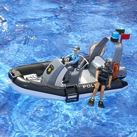 Bruder RAM Polizeiauto mit Boot und zwei Figuren