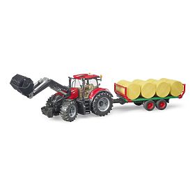 Bruder Traktor Case IH Optum 300 CVX mit Frontlader und Ballentransporter, Bruder