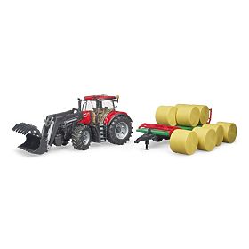 Bruder Traktor Case IH Optum 300 CVX mit Frontlader und Ballentransporter