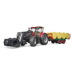 Bruder Traktor Case IH Optum 300 CVX mit Frontlader und Ballentransporter