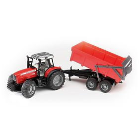 Bruder Traktor MASSEY FERGUSON mit kippbarem Anhänger rot, Bruder
