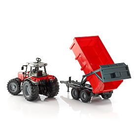 Bruder Traktor MASSEY FERGUSON mit kippbarem Anhänger rot
