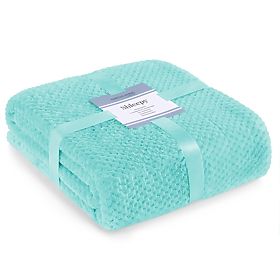 Decke SHLEEPY türkis mit Jacquardmuster klassischer Stil 220x240
