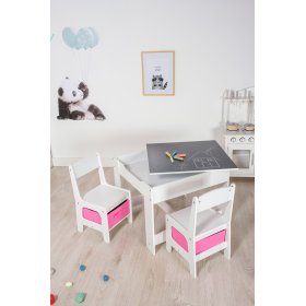 Ourbaby Kindertisch mit Stühlen mit rosa Boxen, SENDA