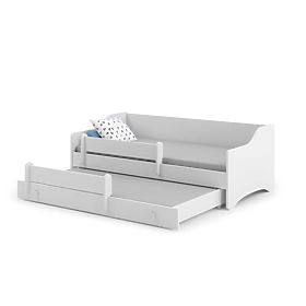 Doppelbett ERYK mit Schublade und Schutzgitter 160x80 Weisser Griff