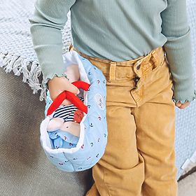 Doudou Jolijou Puppe in blauer Tragetasche 20 cm