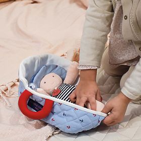 Doudou Jolijou Puppe in blauer Tragetasche 20 cm, Doudou Jolijou Paris