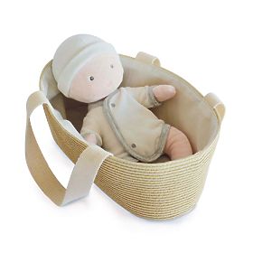 Doudou Jolijou Puppe Pol in einer Tragetasche für den Kinderwagen 28 cm, Doudou Jolijou Paris