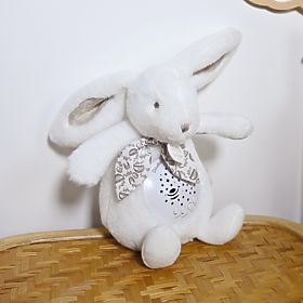 Doudou Spieluhr mit Projektion Weißer Hase