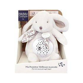 Doudou Spieluhr mit Projektion Weißer Hase