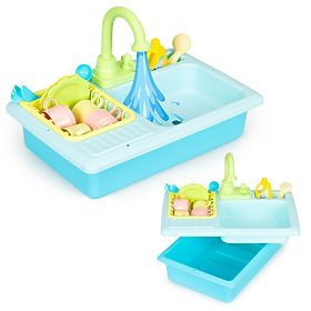 Spüle mit Wasserhahn, befüllt mit Wasser, 12 Zubehörteile, Spielzeug für Kinder, MULTISTORE