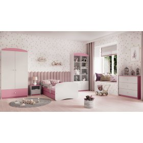 Kinderbett Ourbaby mit Rausfallschutz - rosa/weiß
