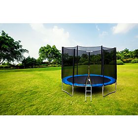 Gartentrampolin mit Außennetz, Durchmesser 8 ft 244-252 cm + Leiter, Bauerkraft