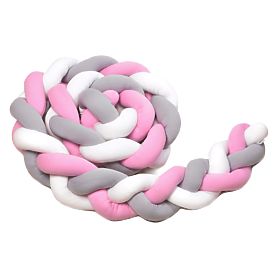 Geflochtener Bettnestchen - weiß, rosa und grau