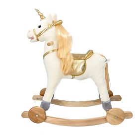 Goldenes Schaukel-Einhorn mit Rädern, AdamToys