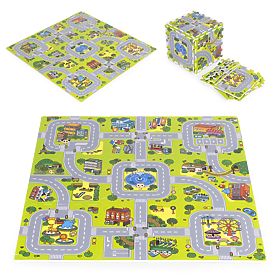 Große EVA-Schaumstoffmatte für Kinder Stadt 90,5x90,5 cm 21 Stk ECOTOYS