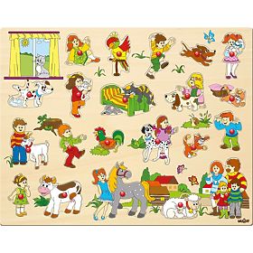 Großes Puzzle Kinder und ihre Tiere