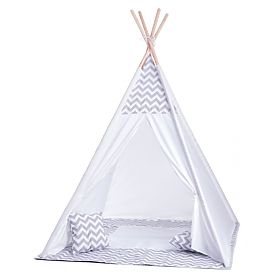 Kinder-Tipi-Zelt grau-weiß, Woodyland Woody