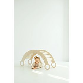 Holz-Montessori-Schaukel mit Rutsche/Leiter L - natur