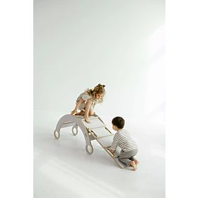 Holz-Montessori-Schaukel mit Rutsche/Leiter M - weiß