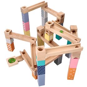 Holz-Pastell-Murmelbahn 53 Stück