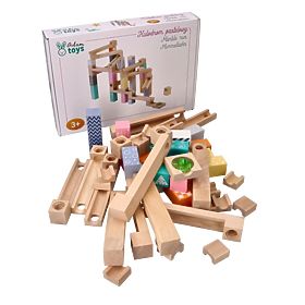 Holz-Pastell-Murmelbahn 53 Stück