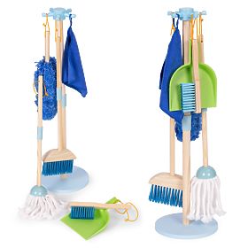 Holz-Reinigungsset für Kinder mit Mopp, Besen und Kehrschaufel, 7 Teile ECOTOYS
