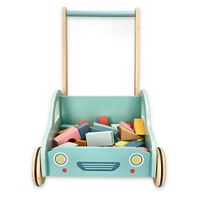 Holzlauflernwagen mit Bausteinen Auto