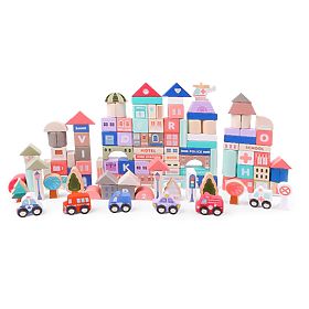 Holzlernbausteine Stadt mit Unterlage 115 Stk. ECOTOYS