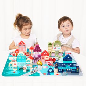Holzlernblöcke Stadtmatte 121 Stück ECOTOYS