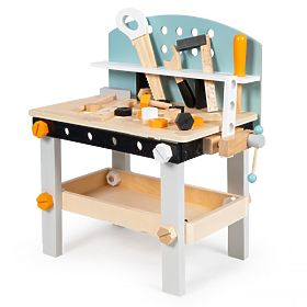 Holzwerkstatt für Kinder, Arbeitstisch mit Werkzeugen, 38 Elemente ECOTOYS
