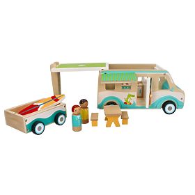 Holzwohnwagen mit Anhänger und Zubehör