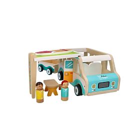 Holzwohnwagen mit Anhänger und Zubehör